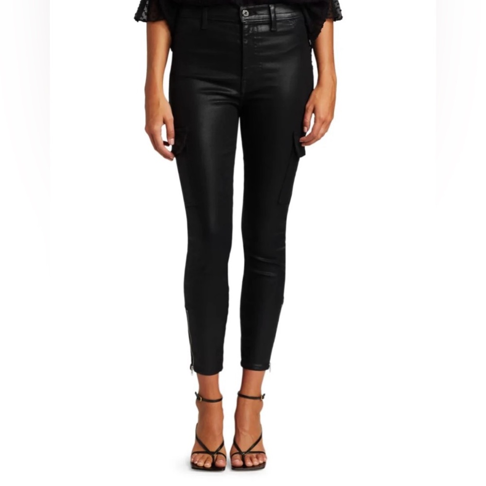 7 For All Mankind Coated Skinny Cargo Jean - Black Women’s Small